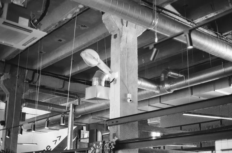 Ductwork running above a ceiling, the system a same-day duct test measures in Sacramento homes